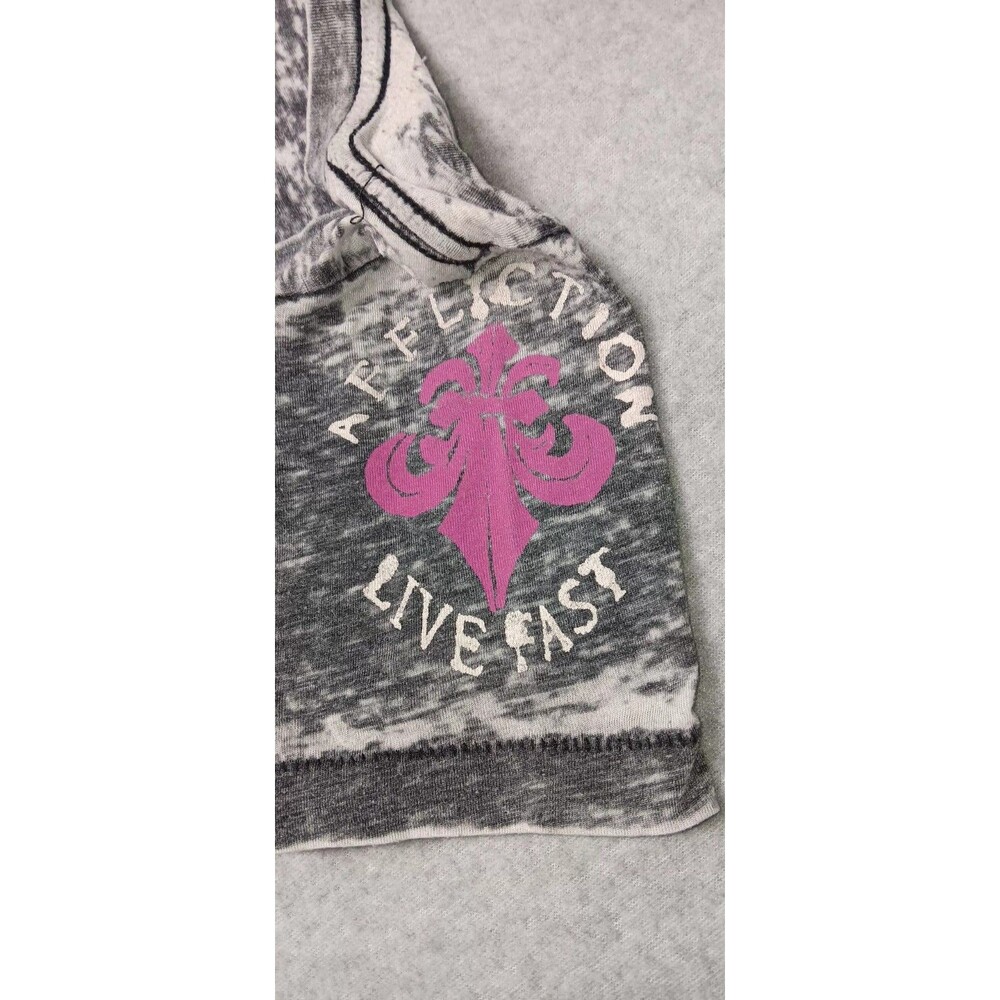 Affliction Motors Short Sleeve Burnout Shirt Womens Size Small Heather Gray Grey - Picture 7 of 13
